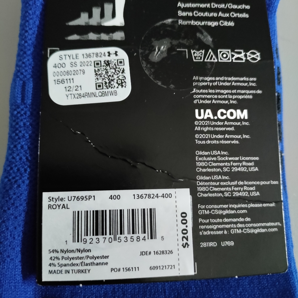 Under Armour OTC soccer Over the calf performance sport athletic sock blue Med - Picture 10 of 12